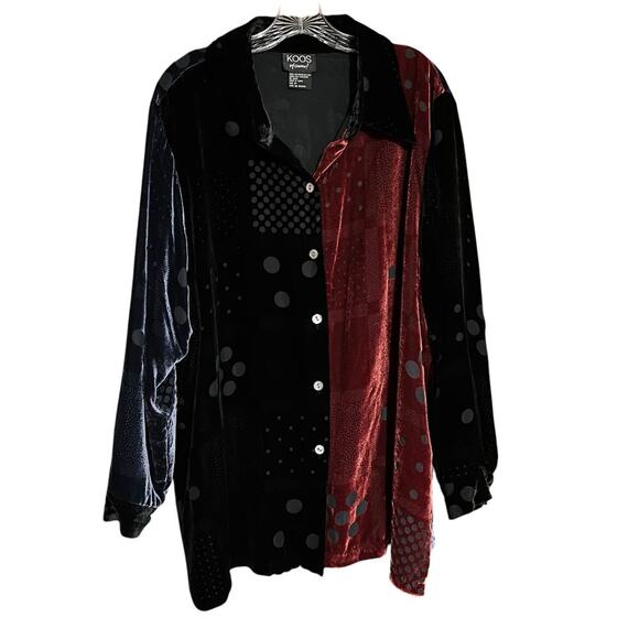 Koos Of Course Vintage Velour Silk Blended Button Down Blouse Top Size 2X - Picture 5 of 9